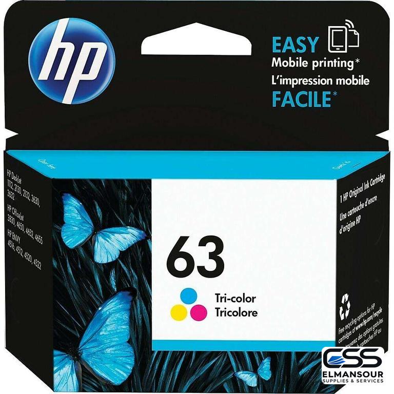 Cartouche d’encre couleur d’origine 63 HP Inkjet